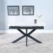 Bari 6-8 Seater White Ceramic Extending Dining Table with Black Star Base - 140cm-180cm